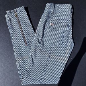 Vintage ICEBERG Railroad Striped Denim Jeans Rare